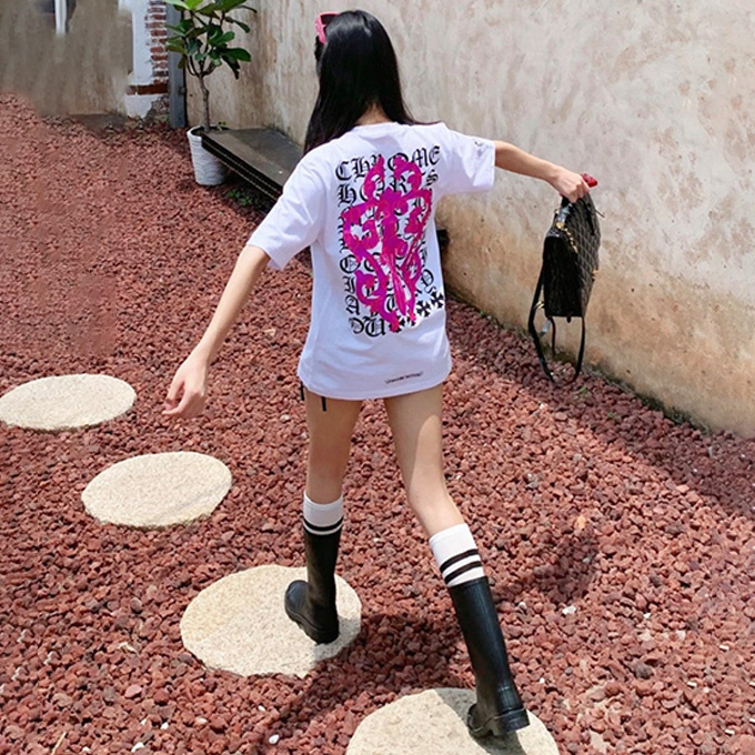 chrome hearts purple dagger print short sleeve t-shirt